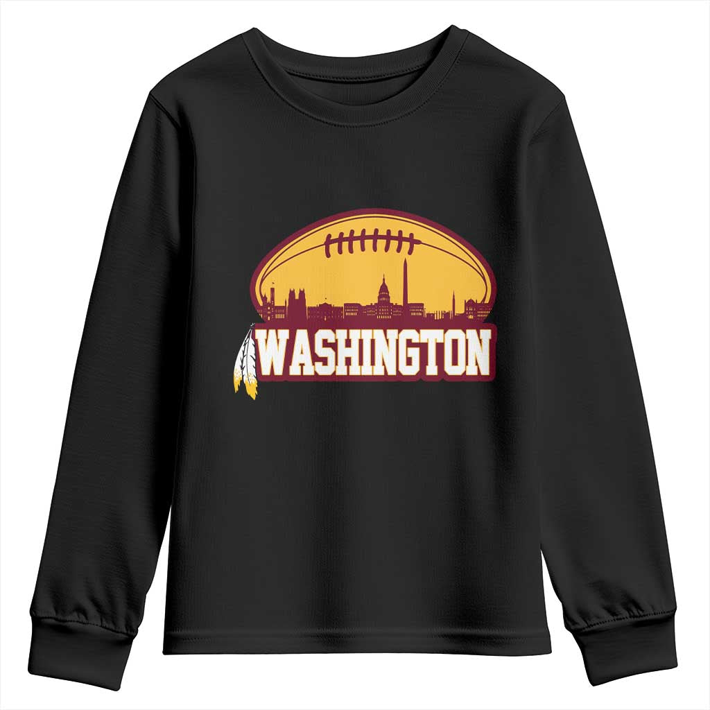 Washington Skyline Native American Feather Pride Youth Sweatshirt Football Sports Fan TS02 Black Print Your Wear