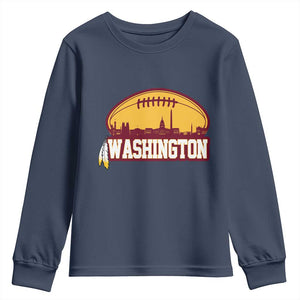 Washington Skyline Native American Feather Pride Youth Sweatshirt Football Sports Fan TS02 Navy Print Your Wear