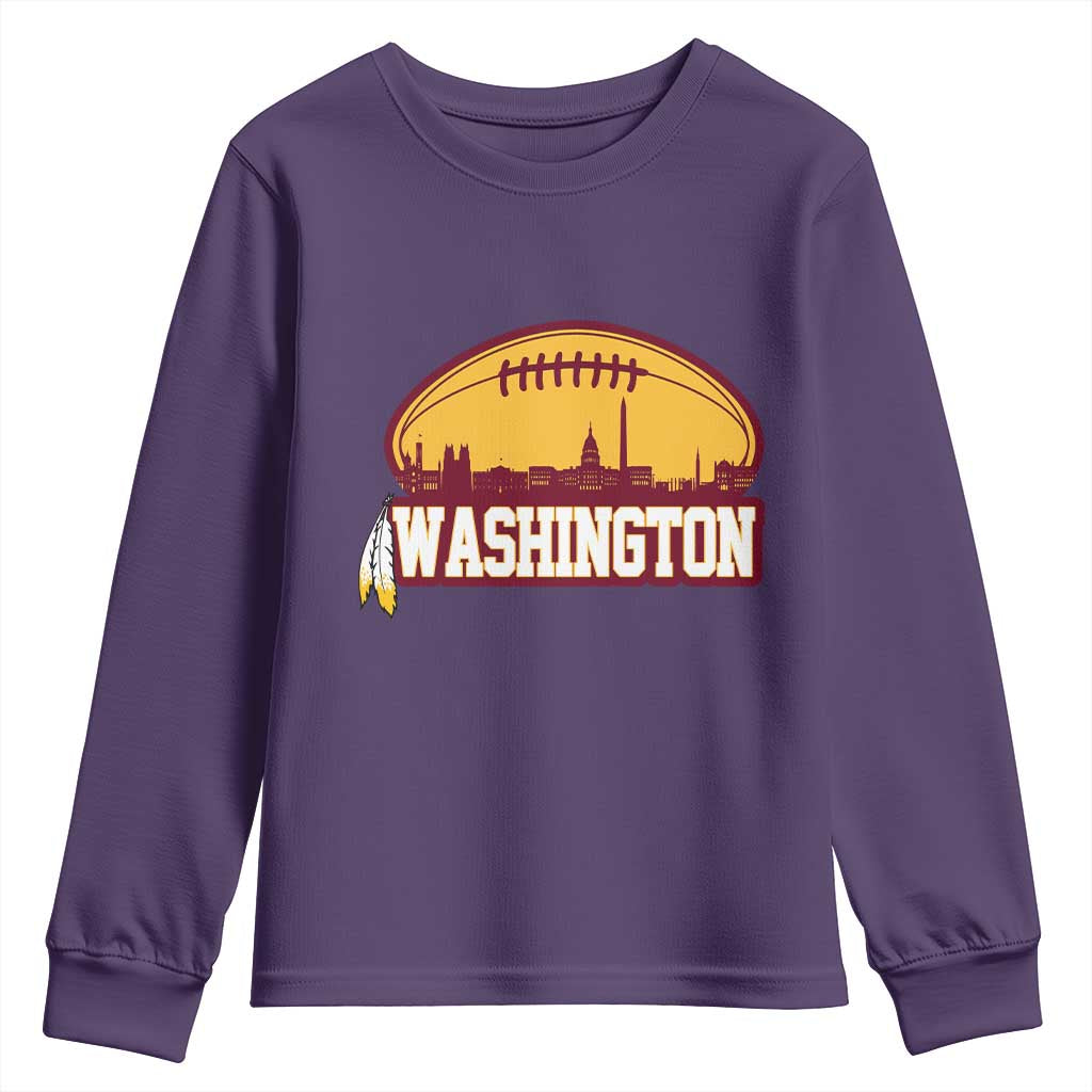 Washington Skyline Native American Feather Pride Youth Sweatshirt Football Sports Fan TS02 Purple Print Your Wear