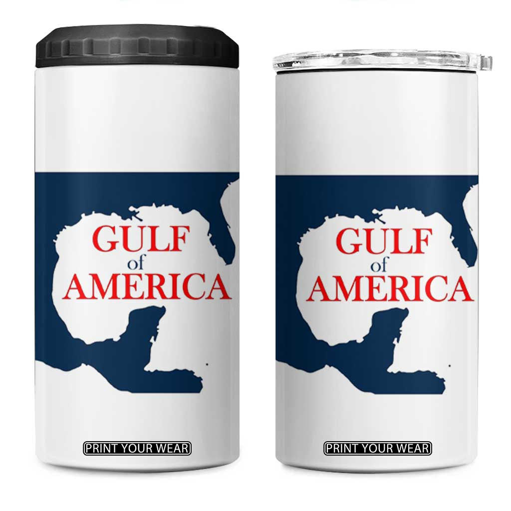 Trump America's Gulf 4 in 1 Can Cooler Tumbler North America Map TS02 One Size: 16 oz White Print Your Wear