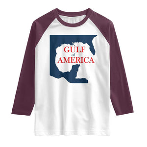 Trump America's Gulf Raglan Shirt North America Map TS02 White Maroon Print Your Wear