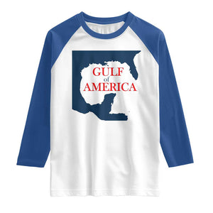Trump America's Gulf Raglan Shirt North America Map TS02 White Royal Print Your Wear