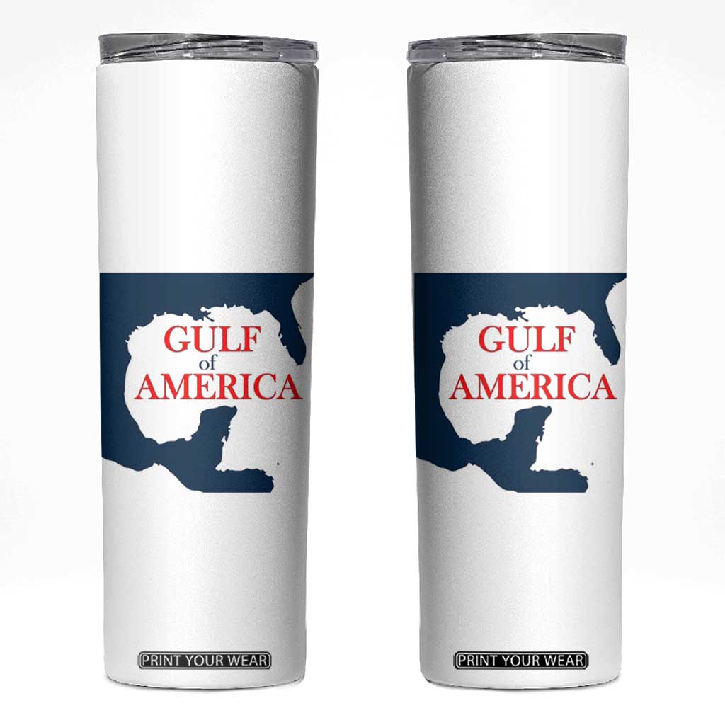 Trump America's Gulf Skinny Tumbler North America Map TS02 White Print Your Wear