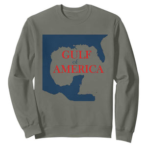 Trump America's Gulf Sweatshirt North America Map TS02 Military Green Print Your Wear