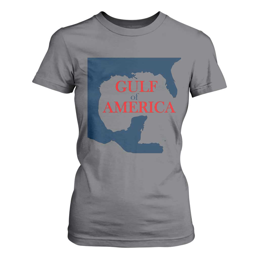 Trump America's Gulf T Shirt For Women North America Map TS02 Charcoal Print Your Wear
