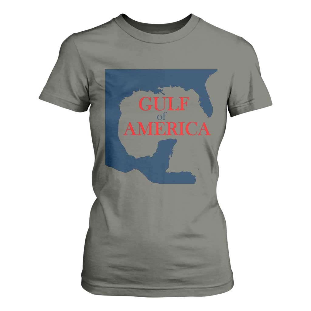 Trump America's Gulf T Shirt For Women North America Map TS02 Military Green Print Your Wear