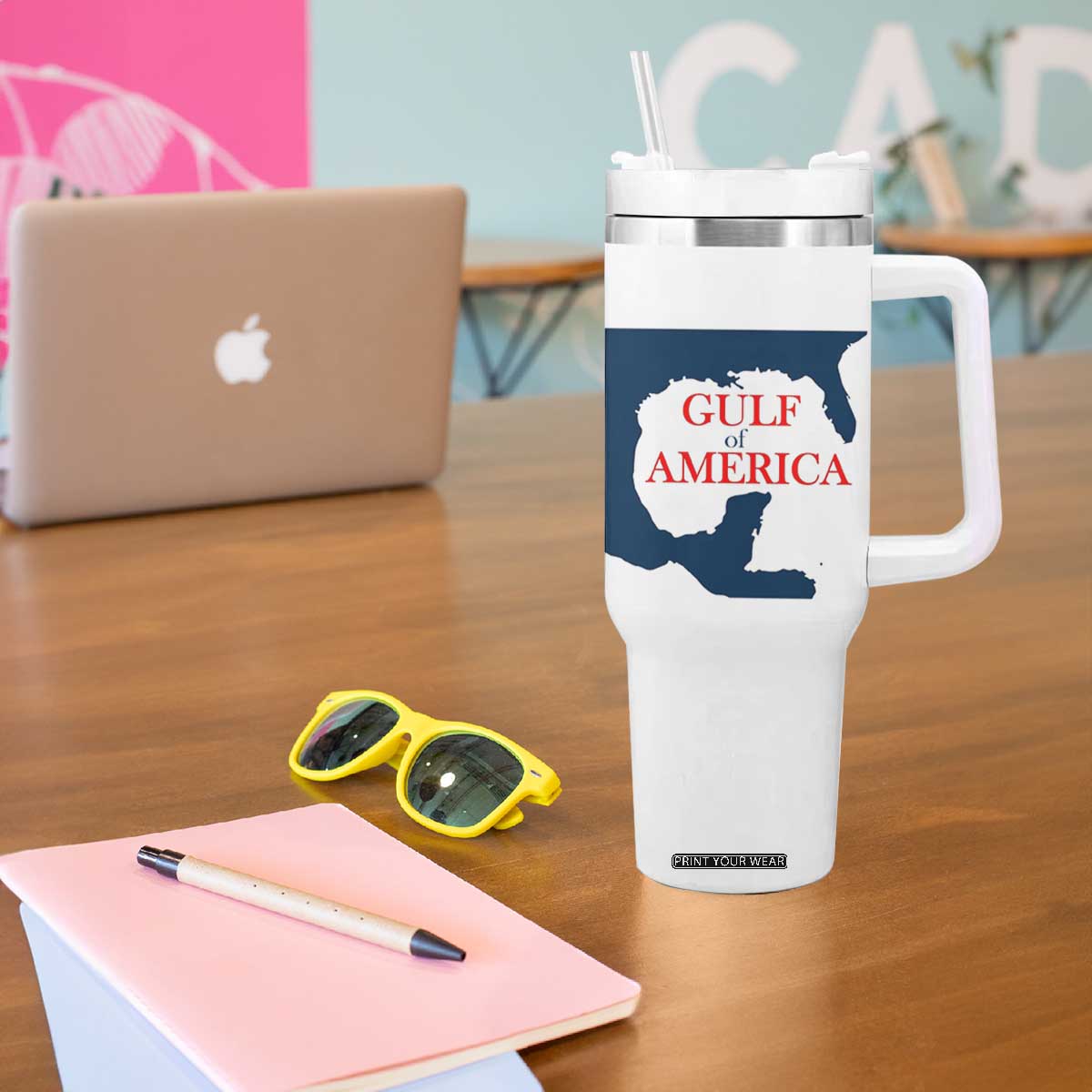 Trump America's Gulf Tumbler With Handle North America Map TS02 Print Your Wear