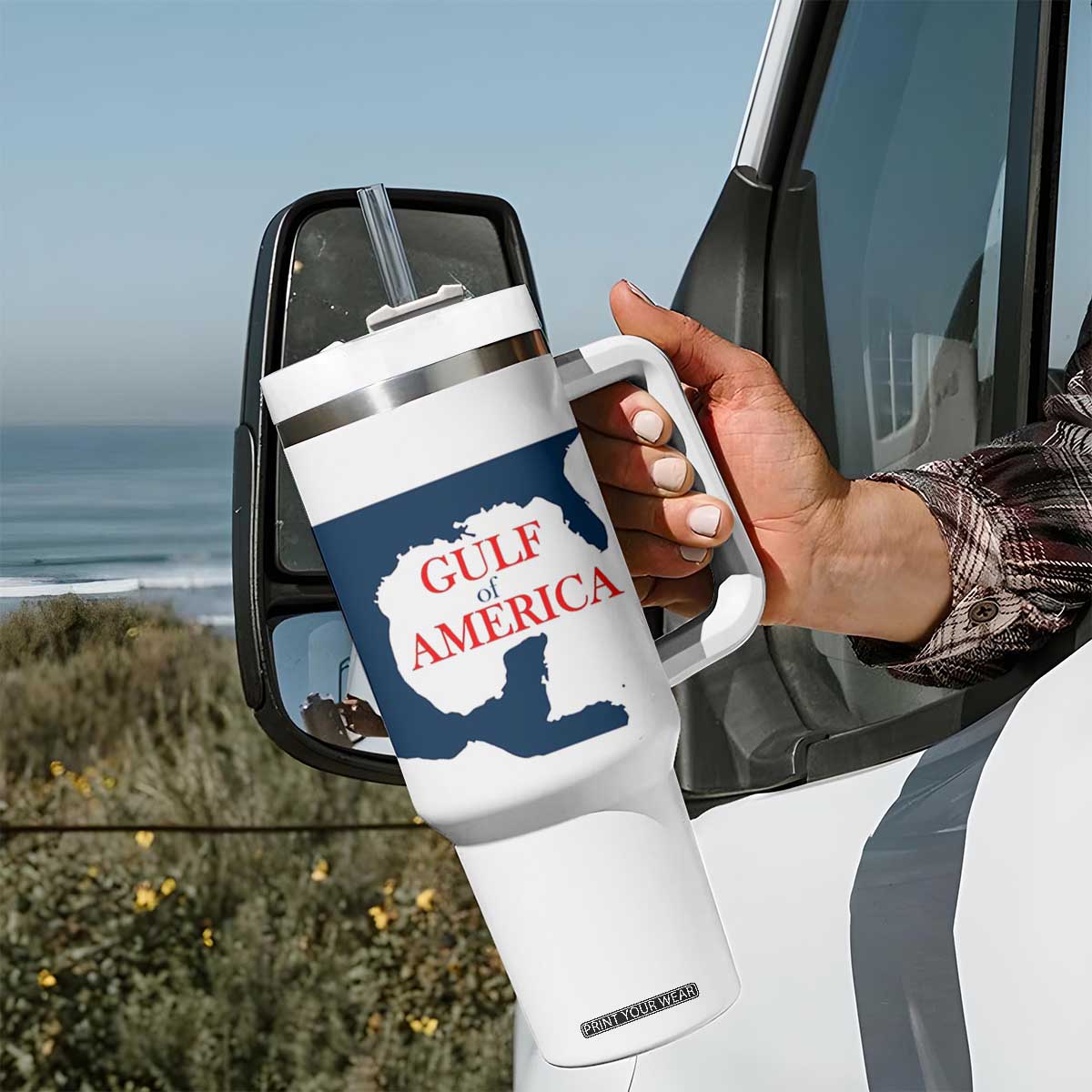 Trump America's Gulf Tumbler With Handle North America Map TS02 Print Your Wear