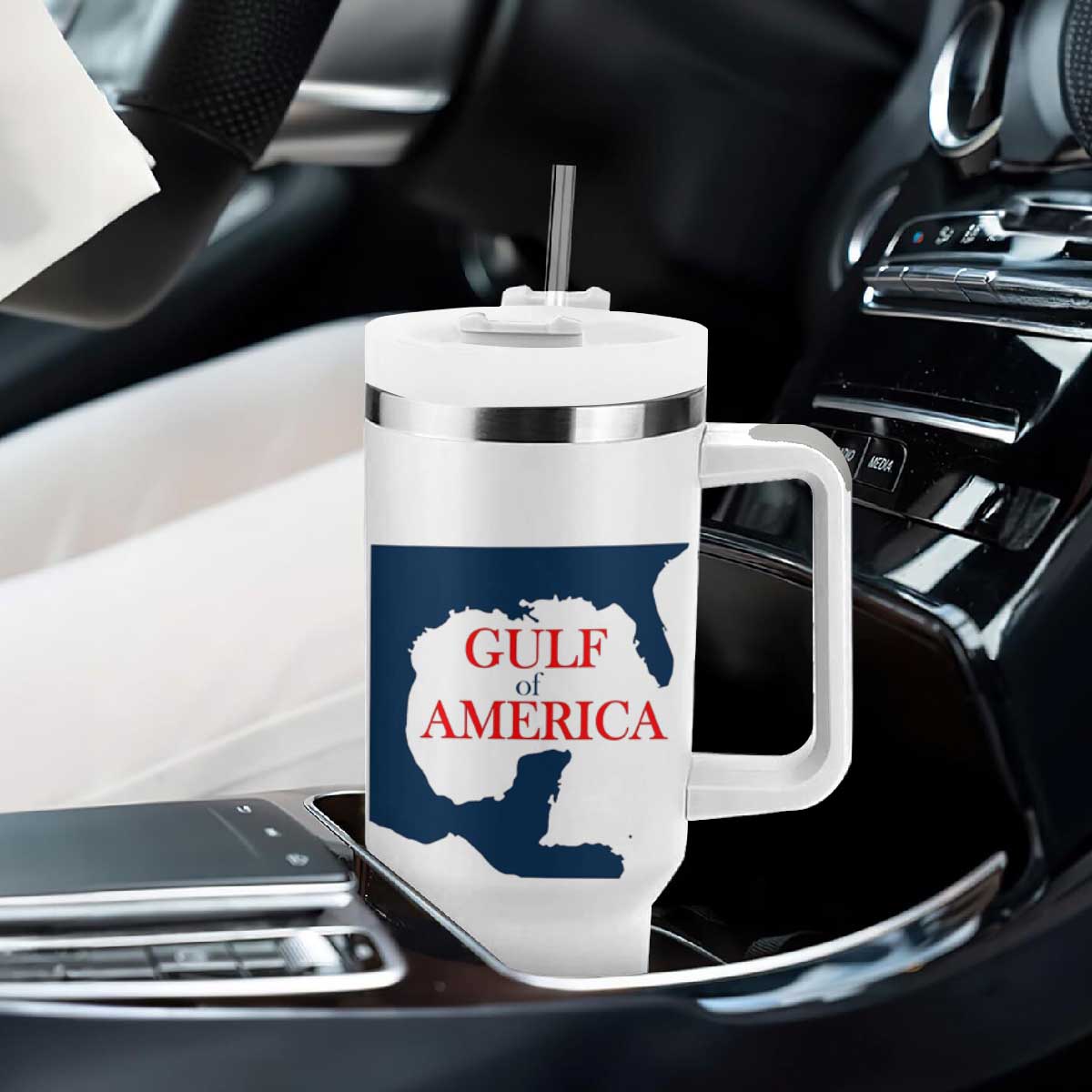 Trump America's Gulf Tumbler With Handle North America Map TS02 Print Your Wear
