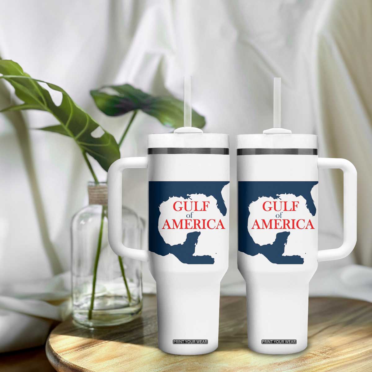 Trump America's Gulf Tumbler With Handle North America Map TS02 Print Your Wear