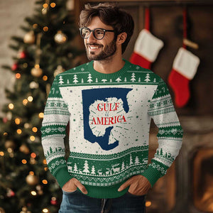 Trump America's Gulf Knit Sweatshirt North America Map TS02 Green Print Your Wear