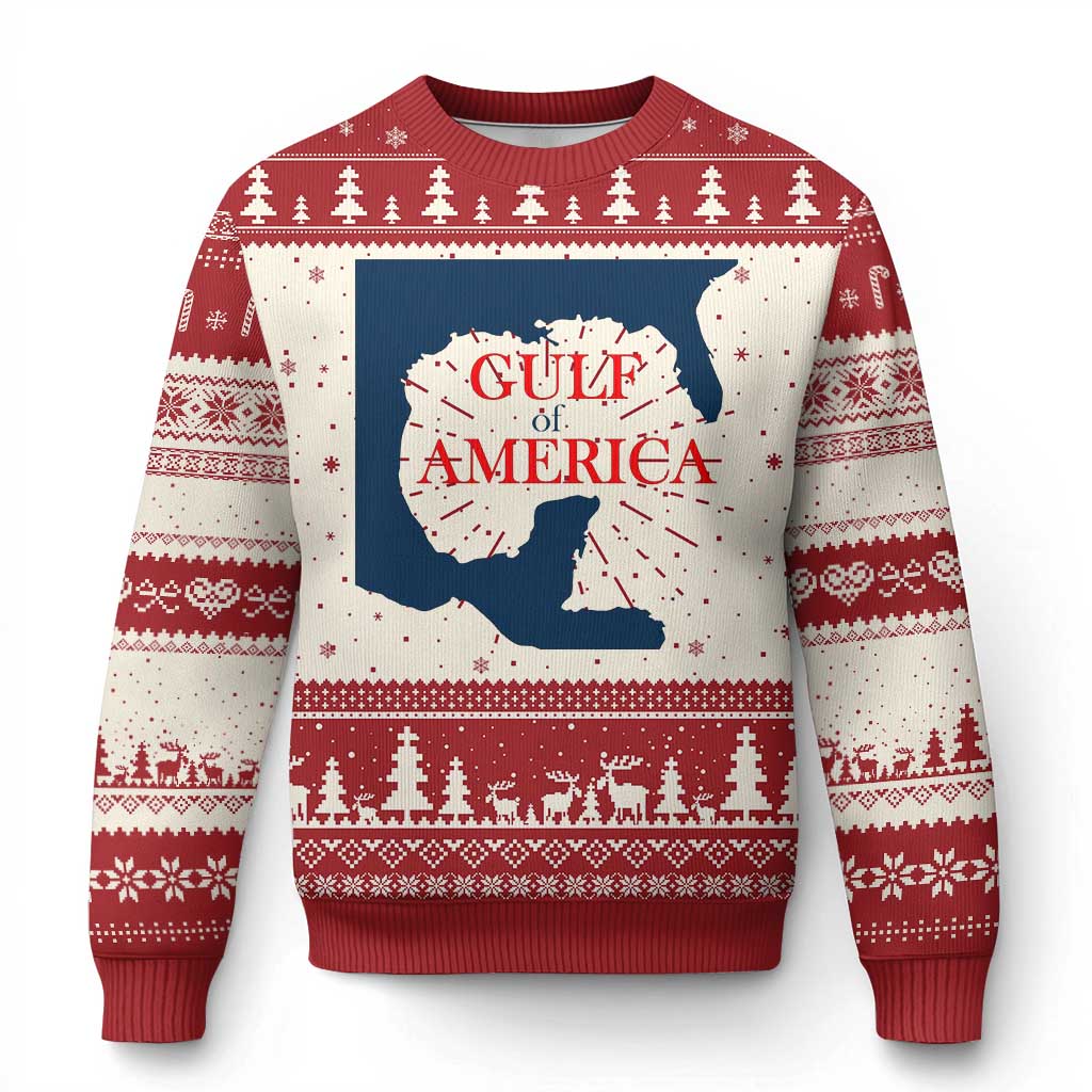 Trump America's Gulf Knit Sweatshirt North America Map TS02 Red Print Your Wear