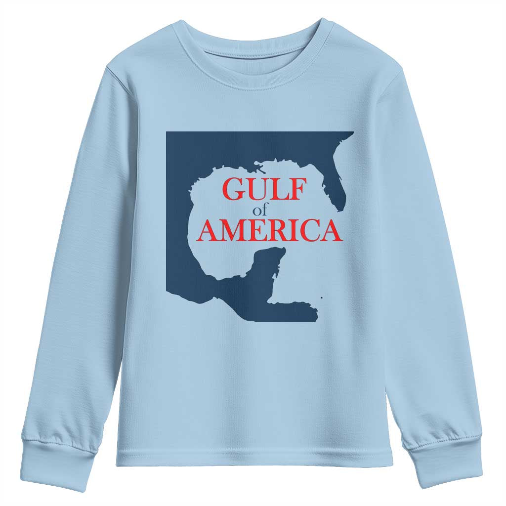 Trump America's Gulf Youth Sweatshirt North America Map TS02 Light Blue Print Your Wear
