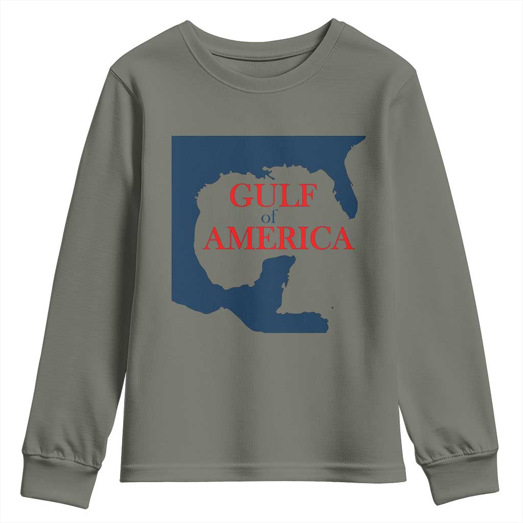 Trump America's Gulf Youth Sweatshirt North America Map TS02 Military Green Print Your Wear