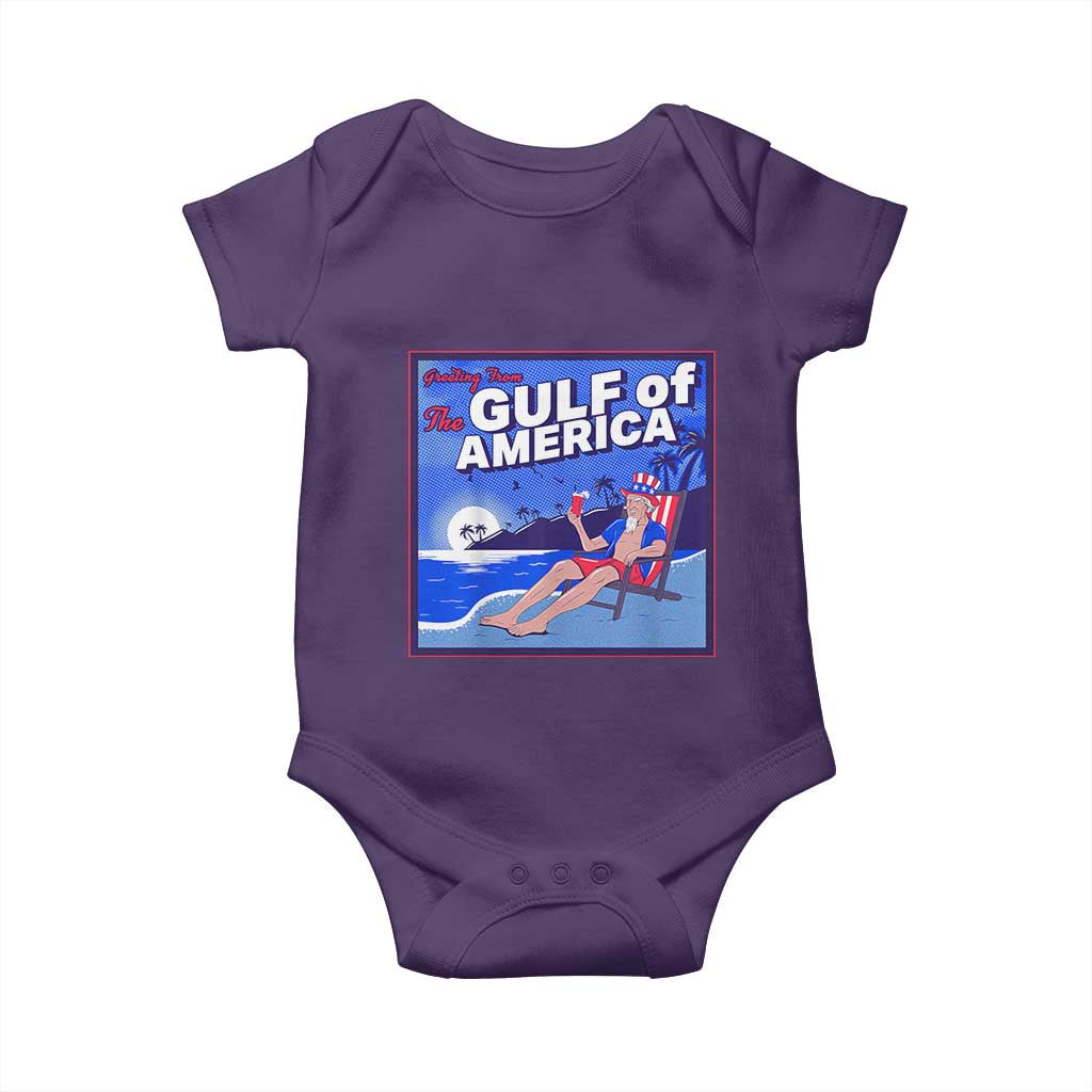 Trump America's Gulf Baby Onesie Greeting from the Patriot Uncle Sam TS02 Purple Print Your Wear