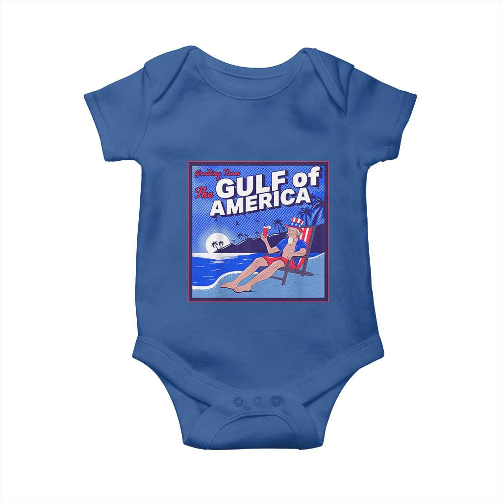 Trump America's Gulf Baby Onesie Greeting from the Patriot Uncle Sam TS02 Royal Blue Print Your Wear
