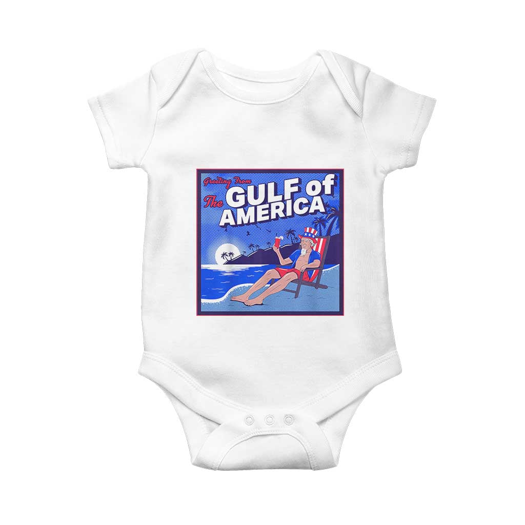 Trump America's Gulf Baby Onesie Greeting from the Patriot Uncle Sam TS02 White Print Your Wear