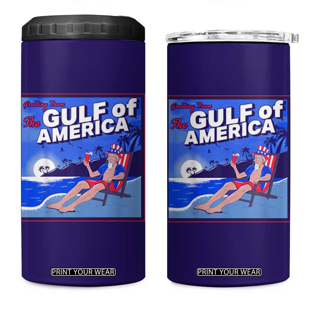 Trump America's Gulf 4 in 1 Can Cooler Tumbler Greeting from the Patriot Uncle Sam TS02 One Size: 16 oz Royal Blue Print Your Wear