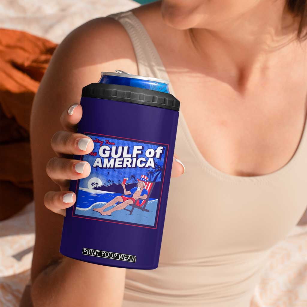 Trump America's Gulf 4 in 1 Can Cooler Tumbler Greeting from the Patriot Uncle Sam TS02 Print Your Wear