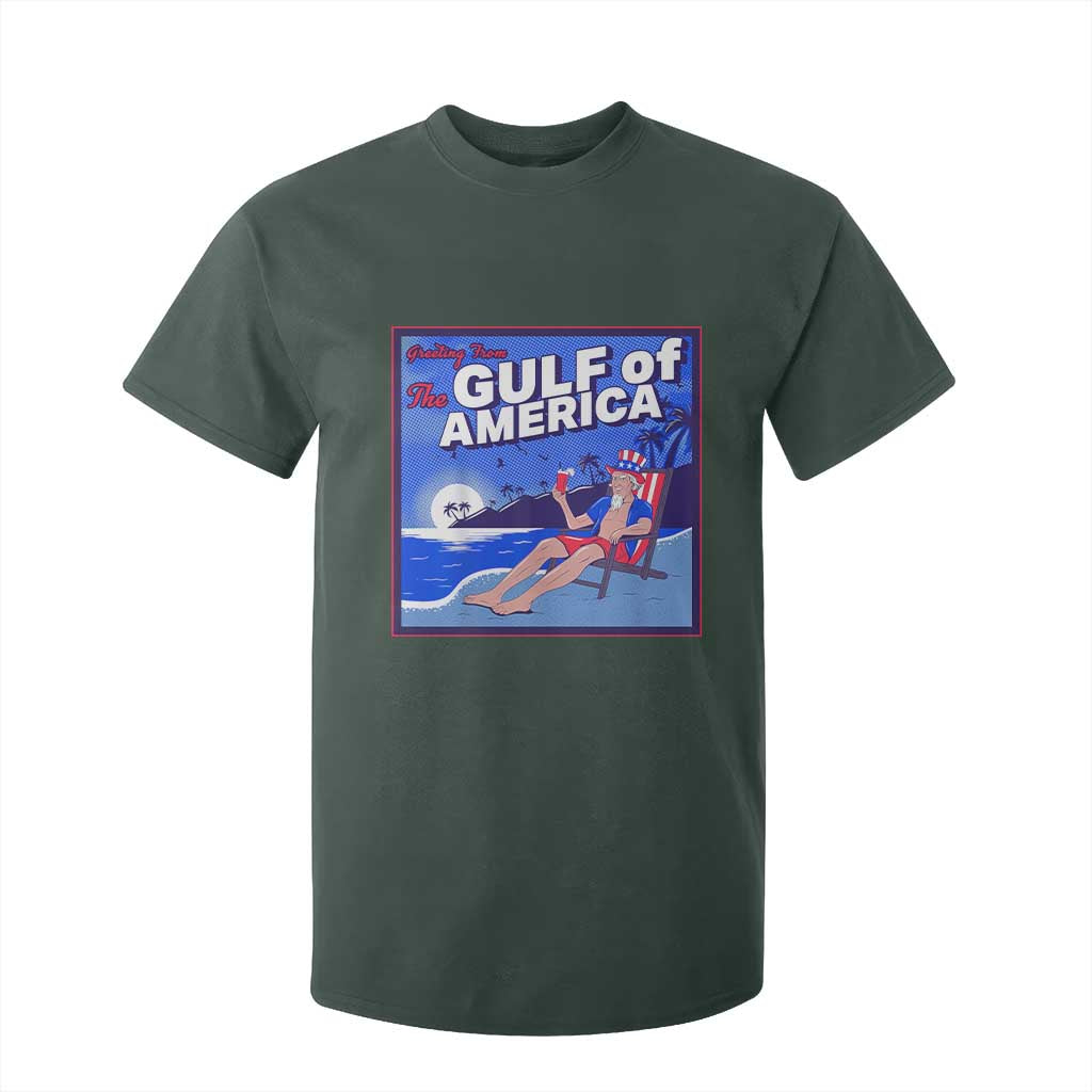 Trump America's Gulf T Shirt For Kid Greeting from the Patriot Uncle Sam TS02 Dark Forest Green Print Your Wear