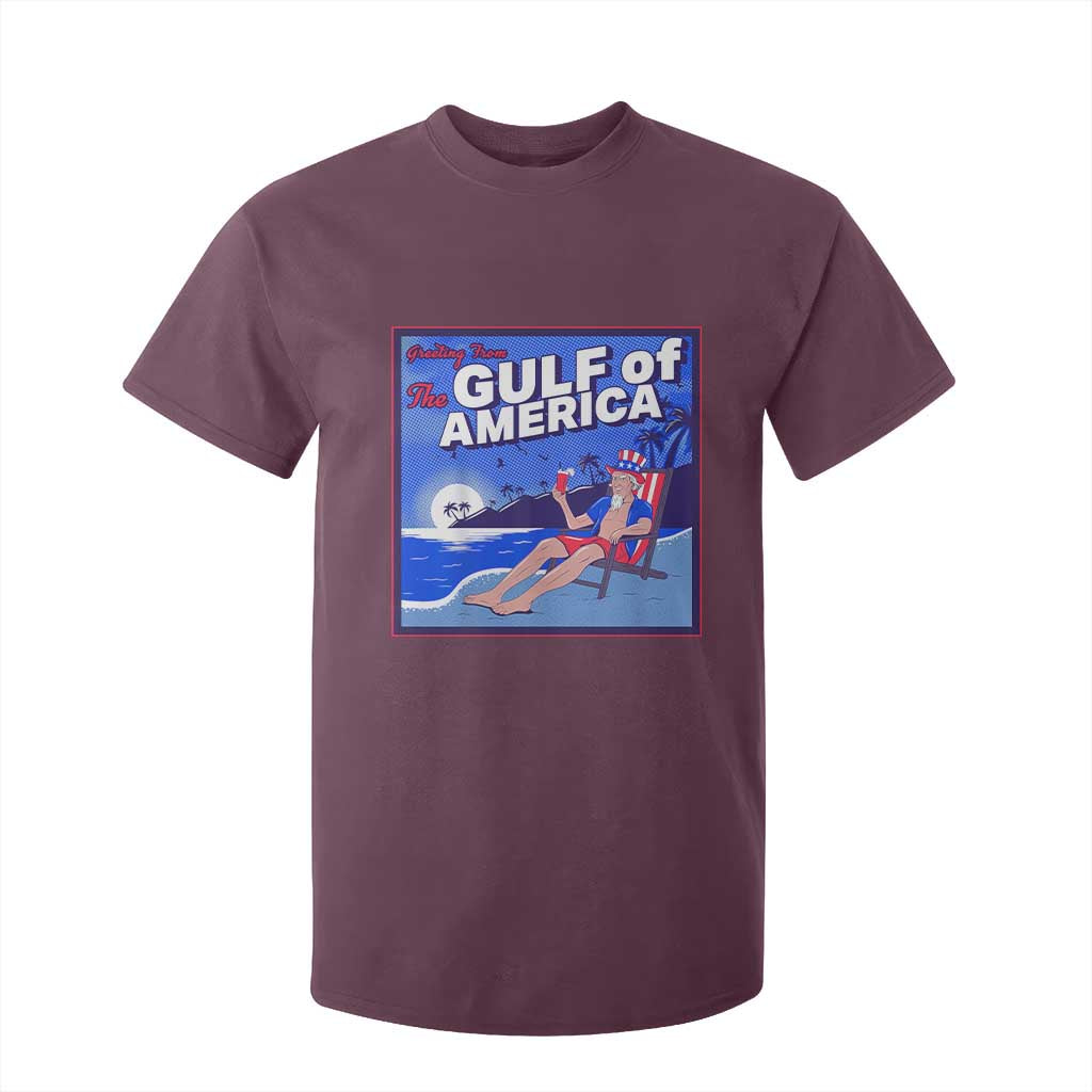 Trump America's Gulf T Shirt For Kid Greeting from the Patriot Uncle Sam TS02 Maroon Print Your Wear