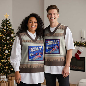 Trump America's Gulf V-Neck Knit Sweater Vest Greeting from the Patriot Uncle Sam TS02 Mocha Mousse Print Your Wear