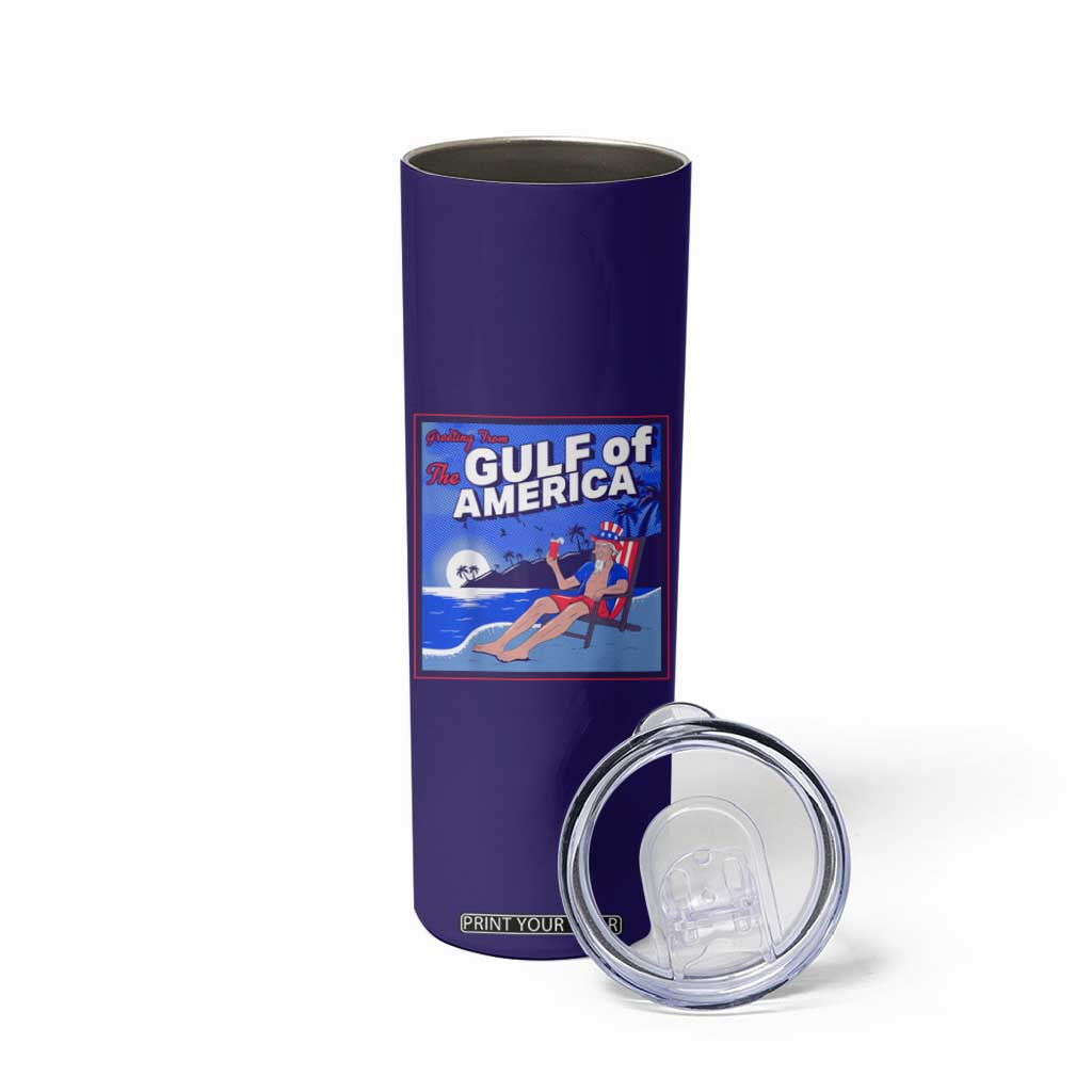 Trump America's Gulf Skinny Tumbler Greeting from the Patriot Uncle Sam TS02 Print Your Wear