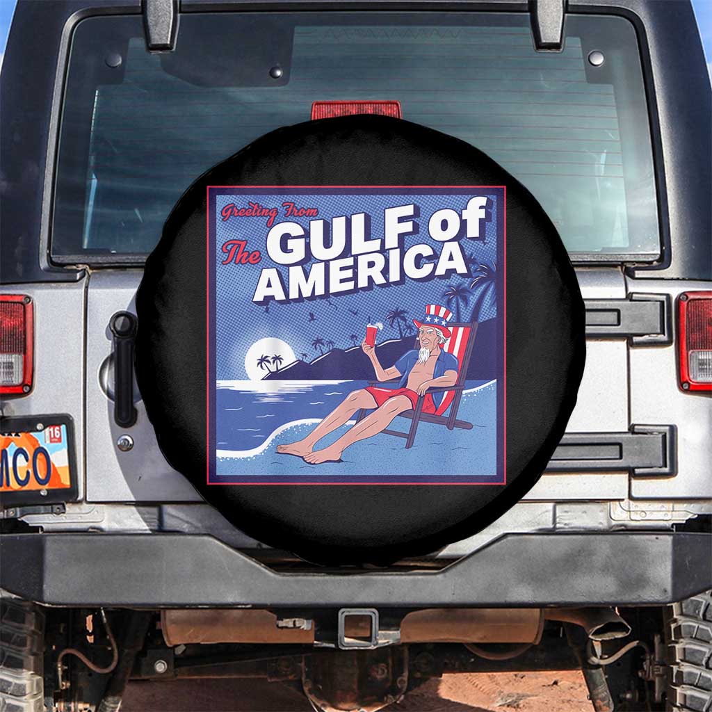Trump America's Gulf Spare Tire Cover Greeting from the Patriot Uncle Sam TS02 No hole Black Print Your Wear