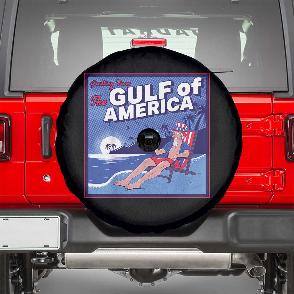 Trump America's Gulf Spare Tire Cover Greeting from the Patriot Uncle Sam TS02 Black Print Your Wear