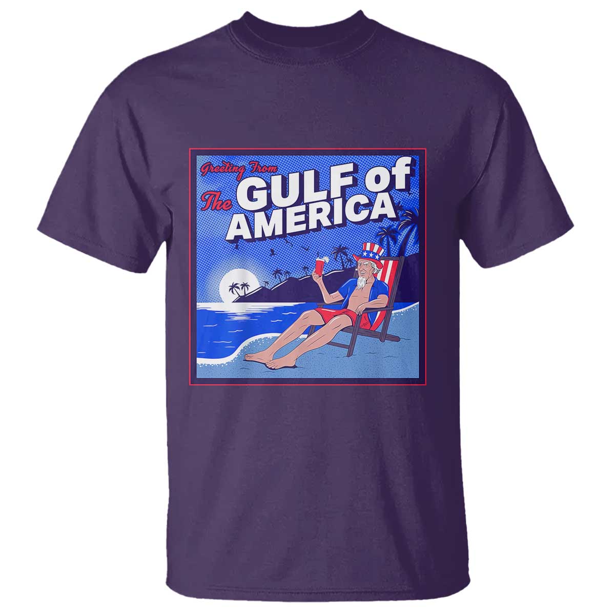 Trump America's Gulf T Shirt Greeting from the Patriot Uncle Sam TS02 Purple Print Your Wear