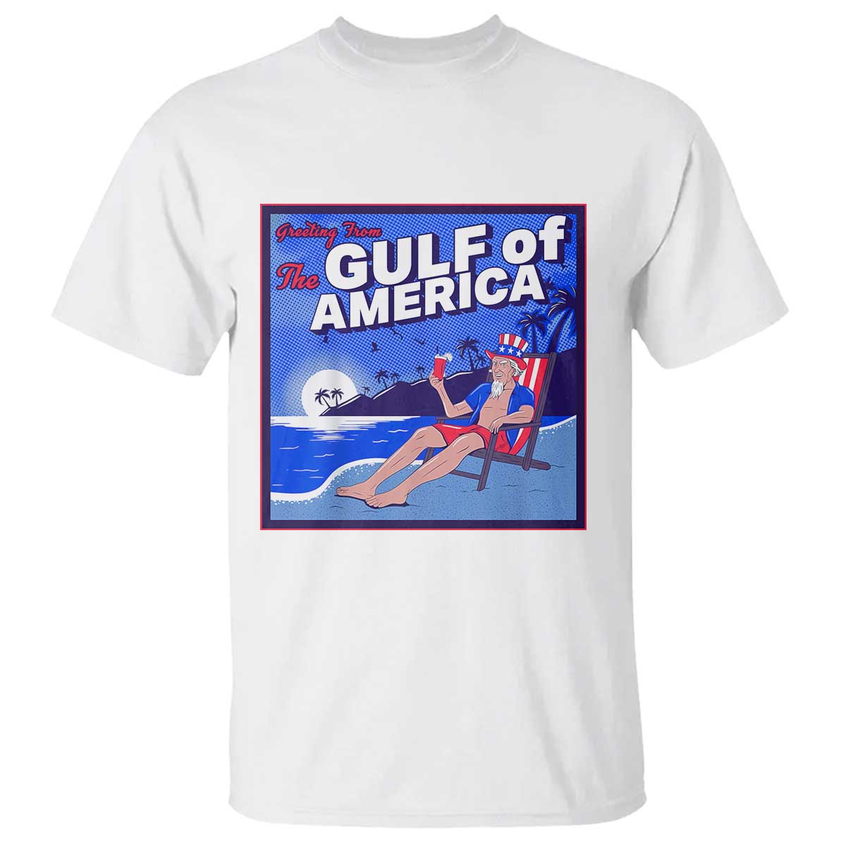 Trump America's Gulf T Shirt Greeting from the Patriot Uncle Sam TS02 White Print Your Wear