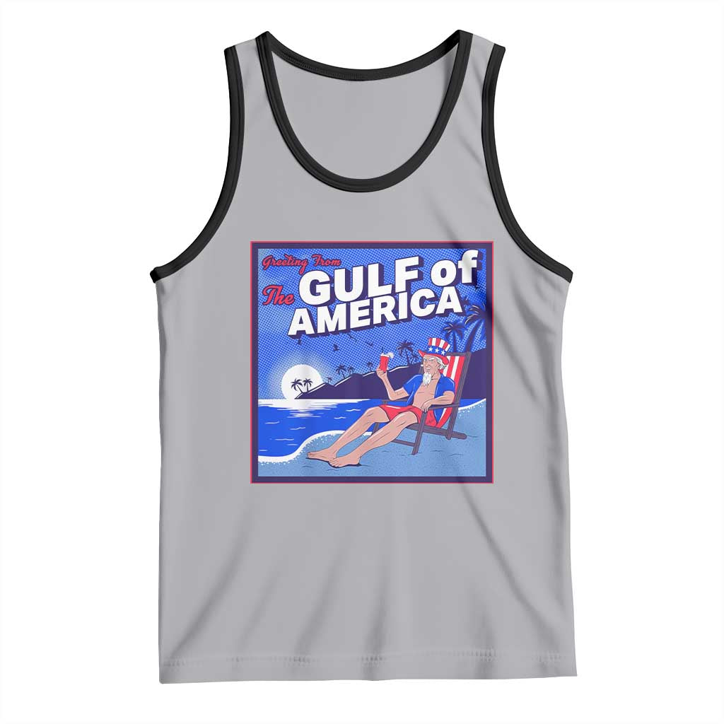 Trump America's Gulf Tank Top Greeting from the Patriot Uncle Sam TS02 Athletic Heather Black Print Your Wear