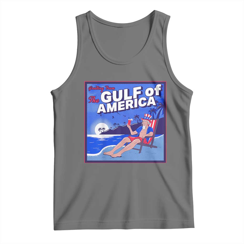 Trump America's Gulf Tank Top Greeting from the Patriot Uncle Sam TS02 Black Heather Print Your Wear