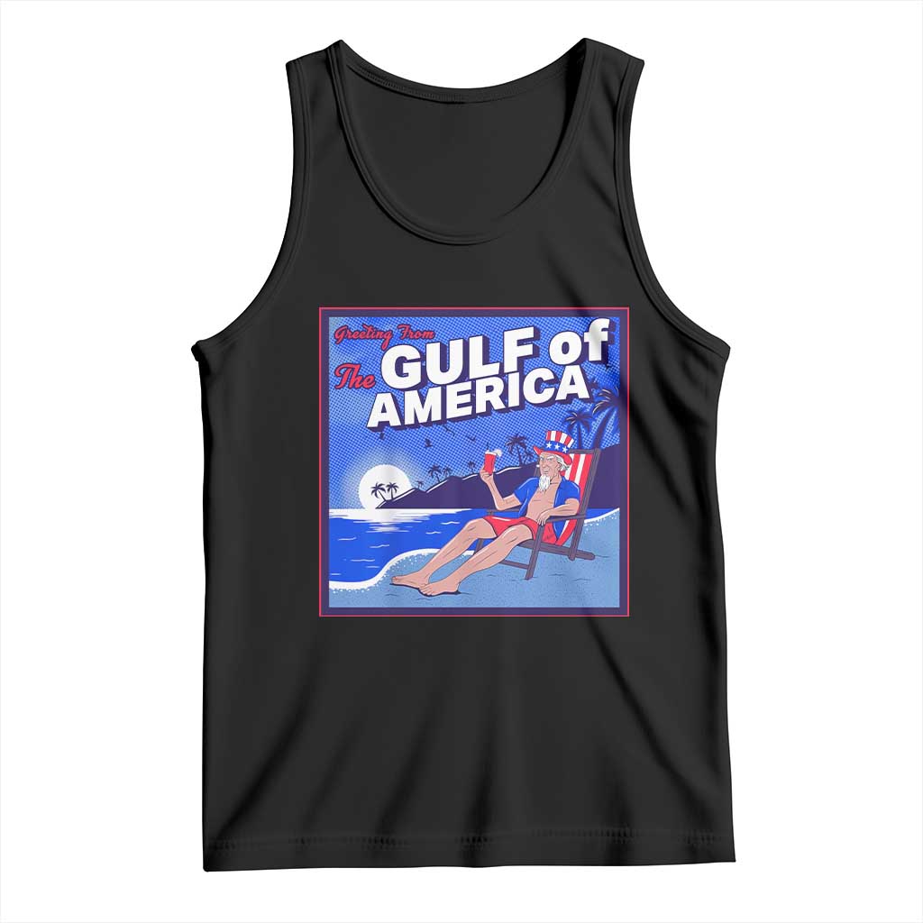 Trump America's Gulf Tank Top Greeting from the Patriot Uncle Sam TS02 Black Print Your Wear