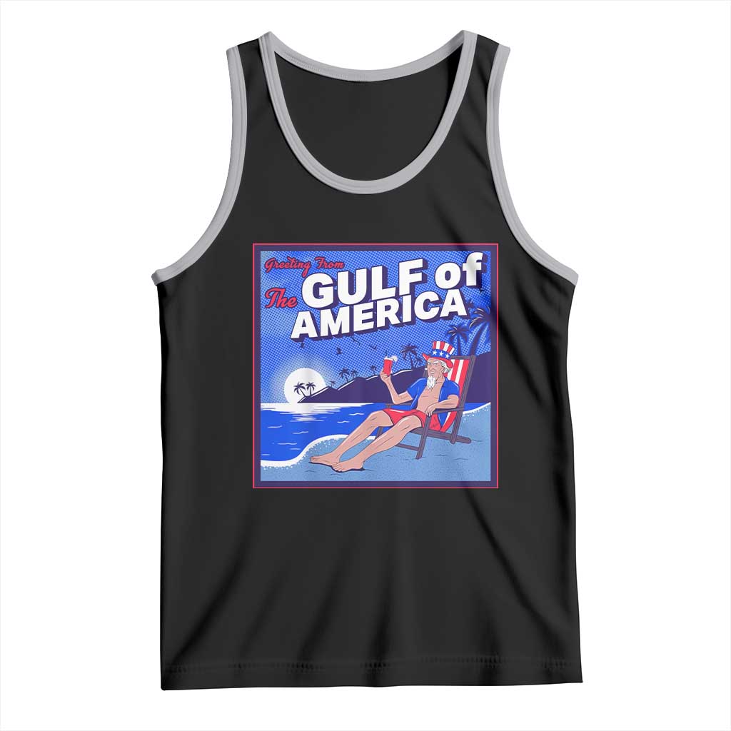 Trump America's Gulf Tank Top Greeting from the Patriot Uncle Sam TS02 Black Athletic Heather Print Your Wear