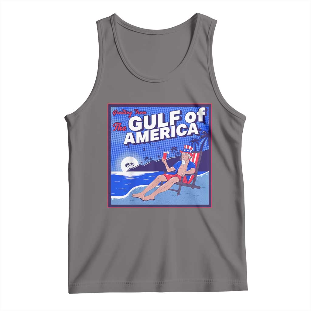 Trump America's Gulf Tank Top Greeting from the Patriot Uncle Sam TS02 Deep Heather Print Your Wear