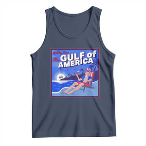 Trump America's Gulf Tank Top Greeting from the Patriot Uncle Sam TS02 Navy Print Your Wear