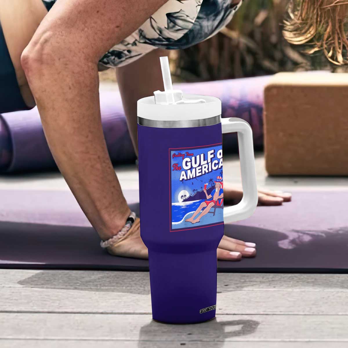 Trump America's Gulf Tumbler With Handle Greeting from the Patriot Uncle Sam TS02 Print Your Wear