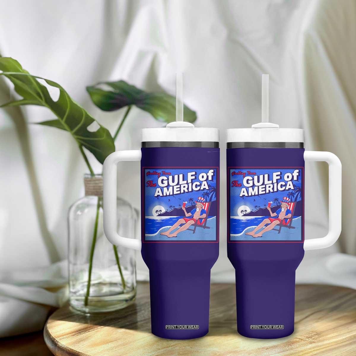Trump America's Gulf Tumbler With Handle Greeting from the Patriot Uncle Sam TS02 Print Your Wear