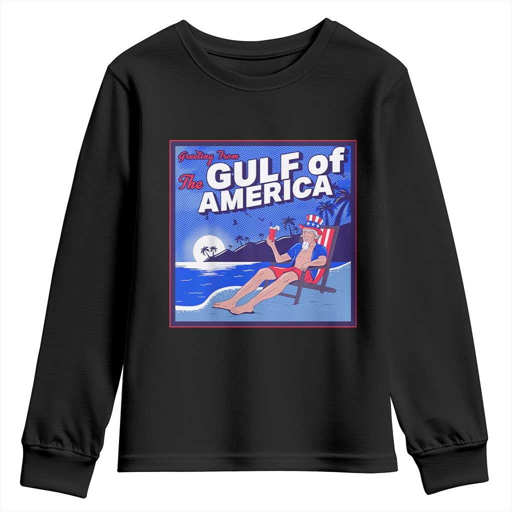 Trump America's Gulf Youth Sweatshirt Greeting from the Patriot Uncle Sam TS02 Black Print Your Wear