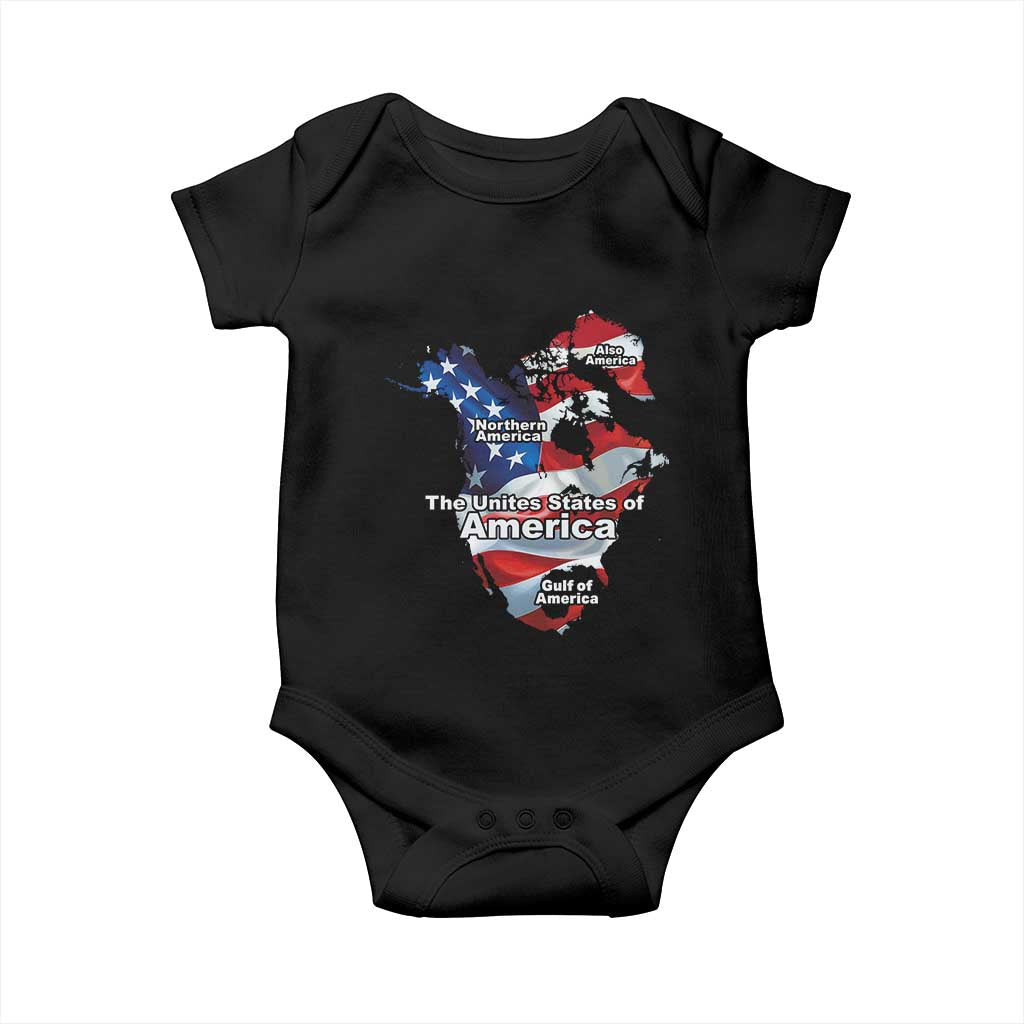 Trump America's Gulf Baby Onesie Northen America Map American Flag TS02 Black Print Your Wear