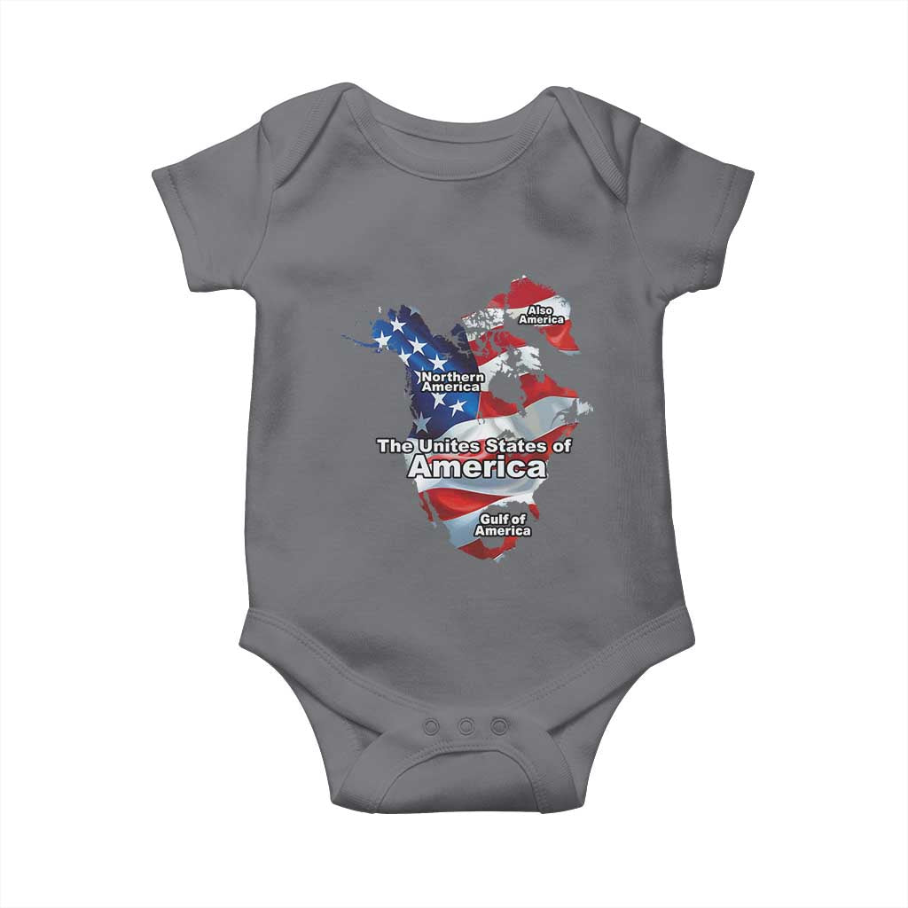 Trump America's Gulf Baby Onesie Northen America Map American Flag TS02 Charcoal Print Your Wear