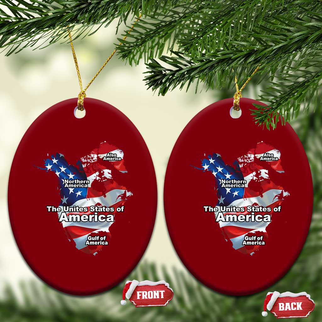 Trump America's Gulf Ceramic Ornament Northen America Map American Flag TS02 Print Your Wear