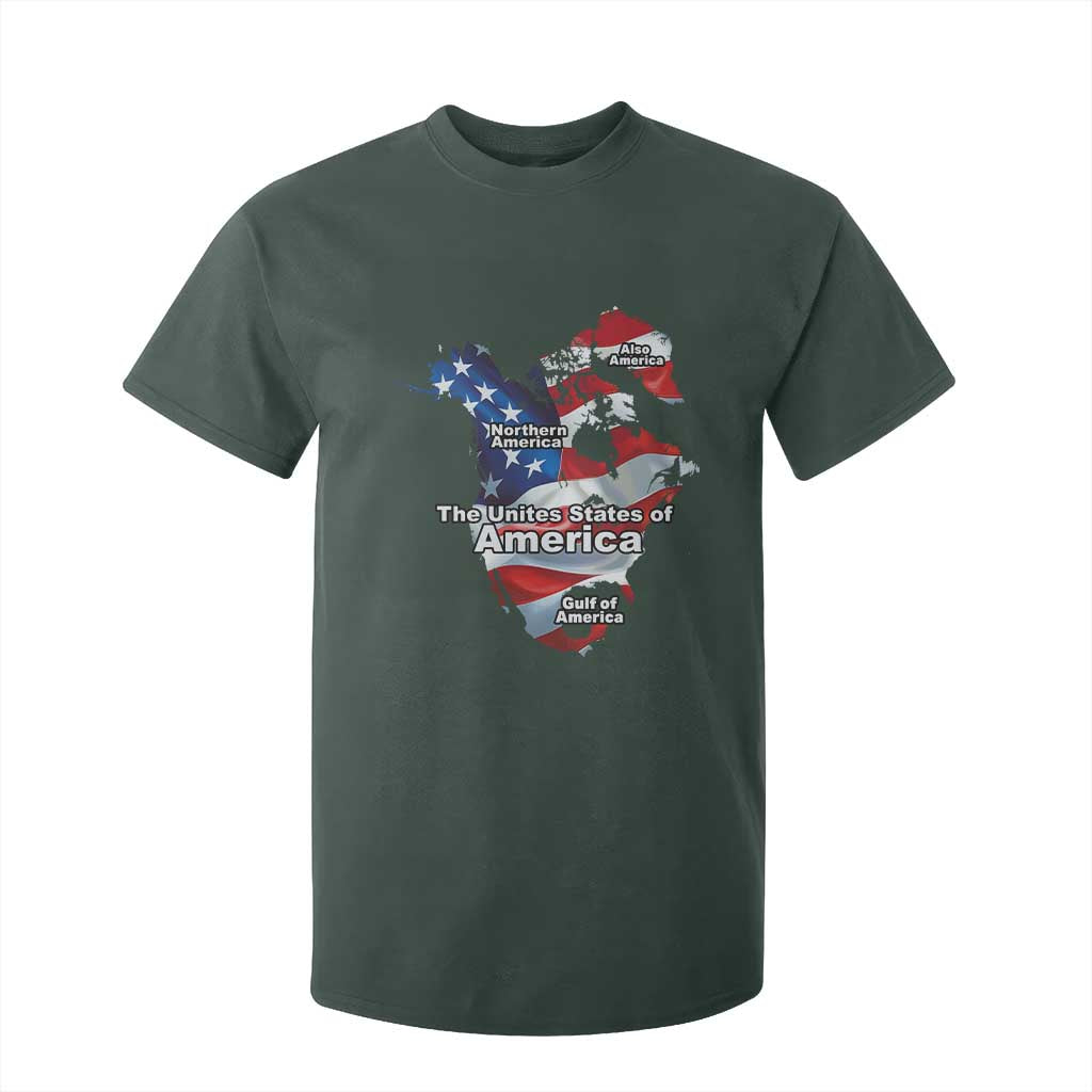 Trump America's Gulf T Shirt For Kid Northen America Map American Flag TS02 Dark Forest Green Print Your Wear