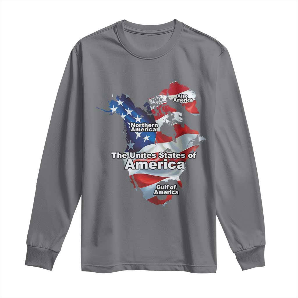 Trump America's Gulf Long Sleeve Shirt Northen America Map American Flag TS02 Charcoal Print Your Wear