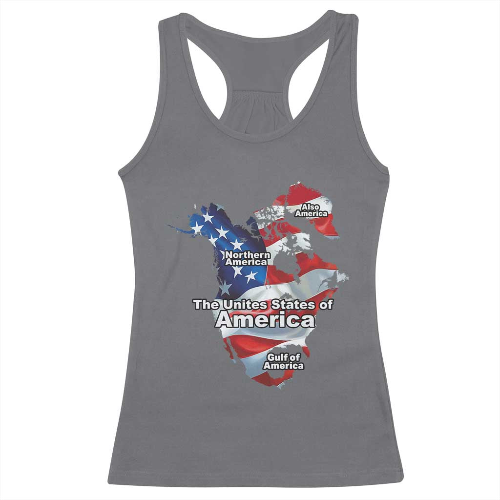 Trump America's Gulf Racerback Tank Top Northen America Map American Flag TS02 Charcoal Print Your Wear