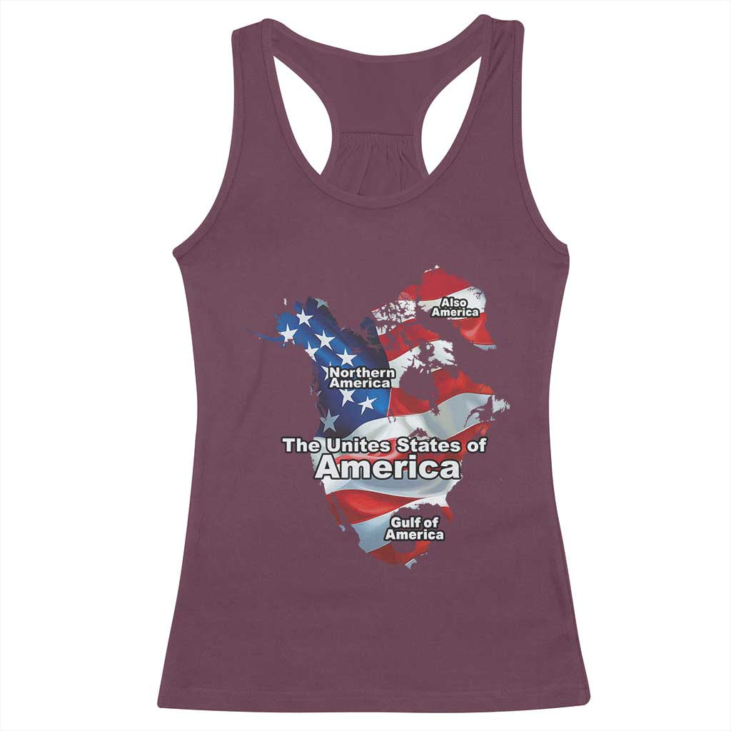 Trump America's Gulf Racerback Tank Top Northen America Map American Flag TS02 Maroon Print Your Wear