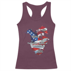 Trump America's Gulf Racerback Tank Top Northen America Map American Flag TS02 Maroon Print Your Wear
