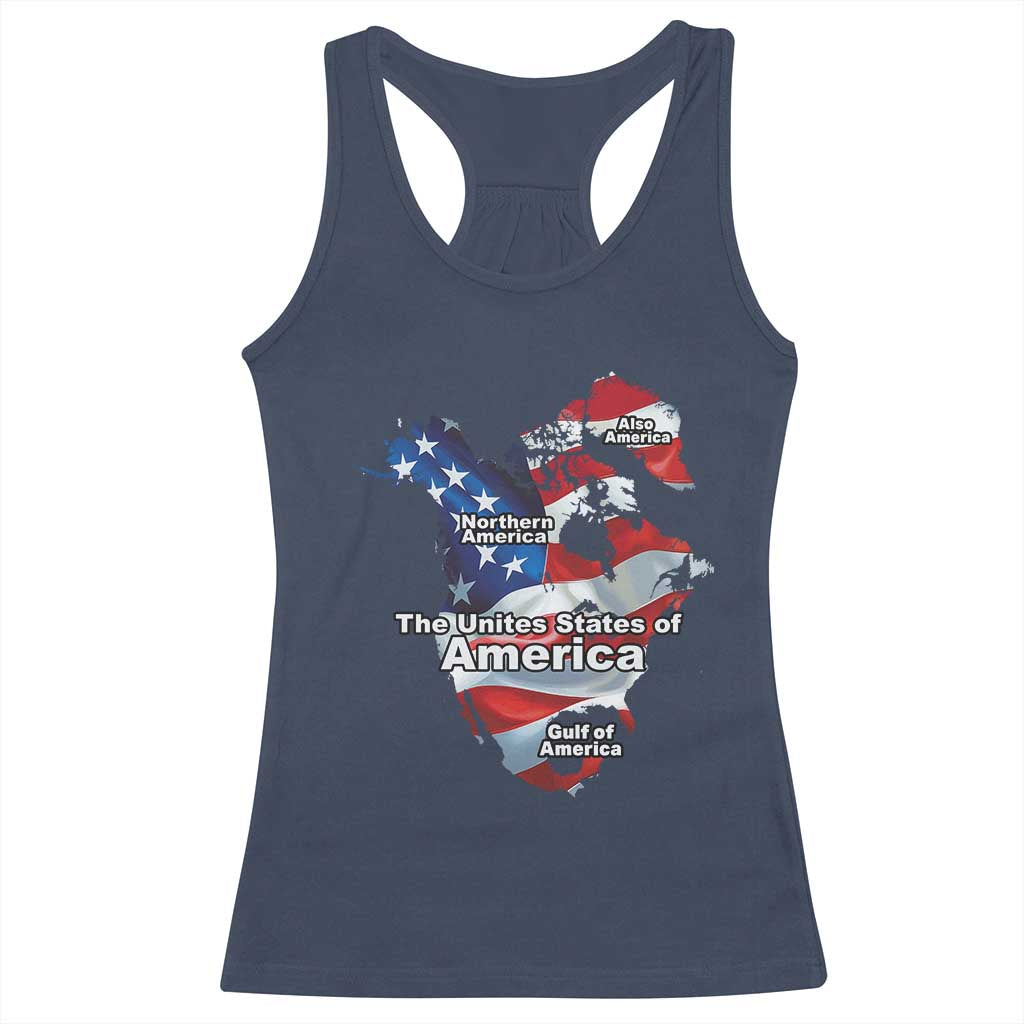 Trump America's Gulf Racerback Tank Top Northen America Map American Flag TS02 Navy Print Your Wear