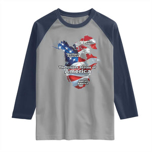 Trump America's Gulf Raglan Shirt Northen America Map American Flag TS02 Sport Gray Navy Print Your Wear